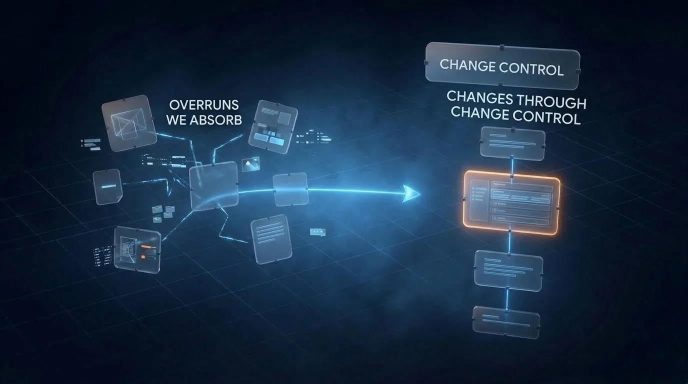 Two columns separating overruns we absorb from changes that go through change control.