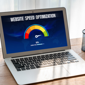 A digital speedometer on a mobile device representing Core Web Vitals and lightning-fast loading speeds optimized by MJ for the 5G era.