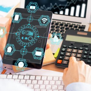 A strategic visualization showing the transition from manual data chaos to clear financial growth using MJ’s AI-powered digital systems for an Irish business.