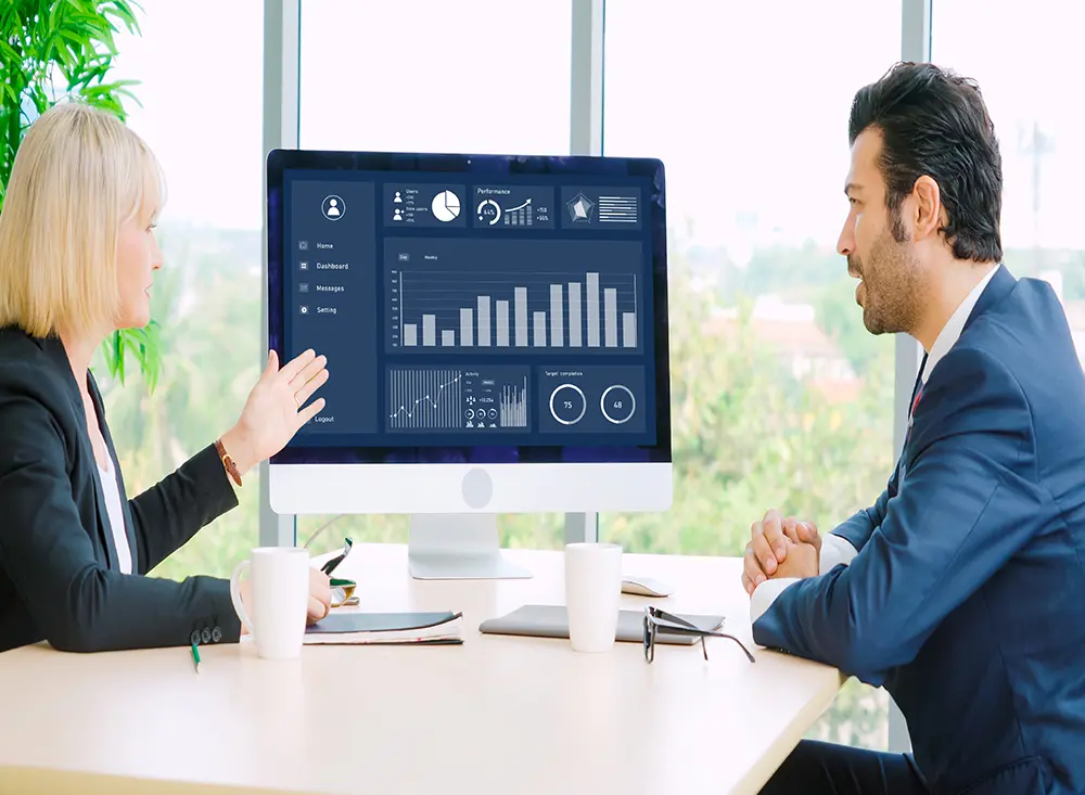 An AI chatbot interface engaging a B2B client on an Irish corporate website, booking a discovery call.